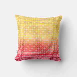 Yellow Red gradient plaid pattern Throw Pillow