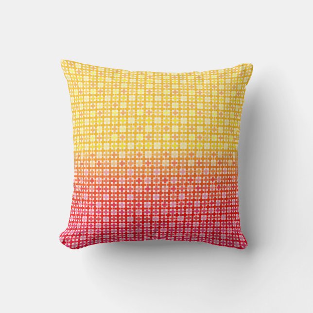 Yellow Red gradient plaid pattern Throw Pillow (Front)