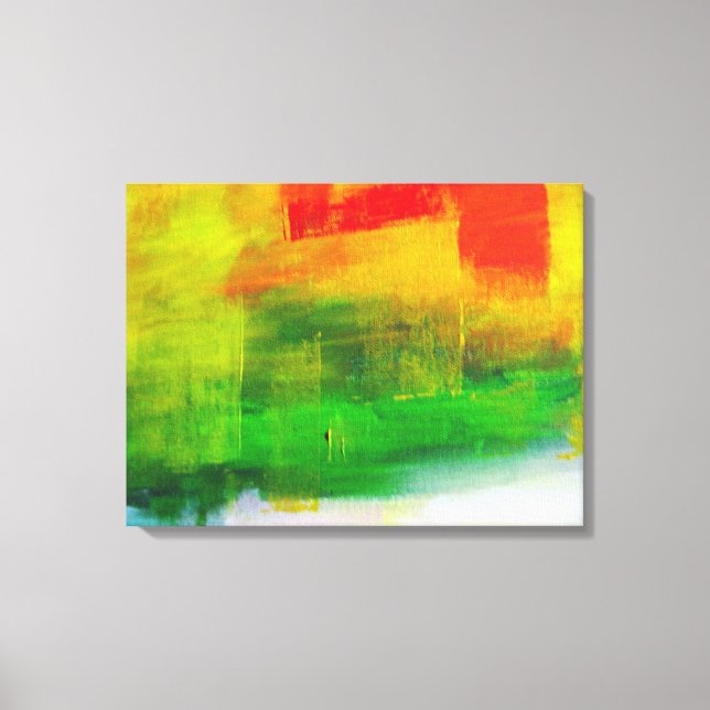 Yellow Red Green Abstract Painting Canvas Print (Front)
