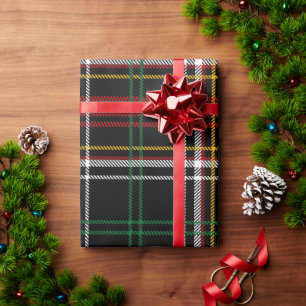 Yellow, Red, Green, and White Plaid Black History  Wrapping Paper