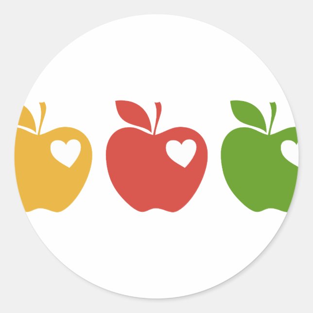 Yellow Red Green Apple Classic Round Sticker (Front)