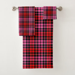 Yellow Red Green Plaid Tartan Design  Bath Towel Set