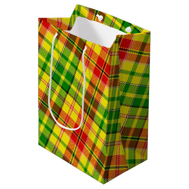 Yellow Red Green Plaid Tartan Design  Medium Gift Bag (Front Angled)