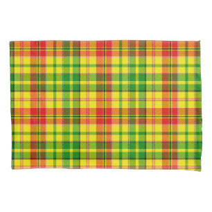 Yellow Red Green Plaid Tartan Design  Pillowcase