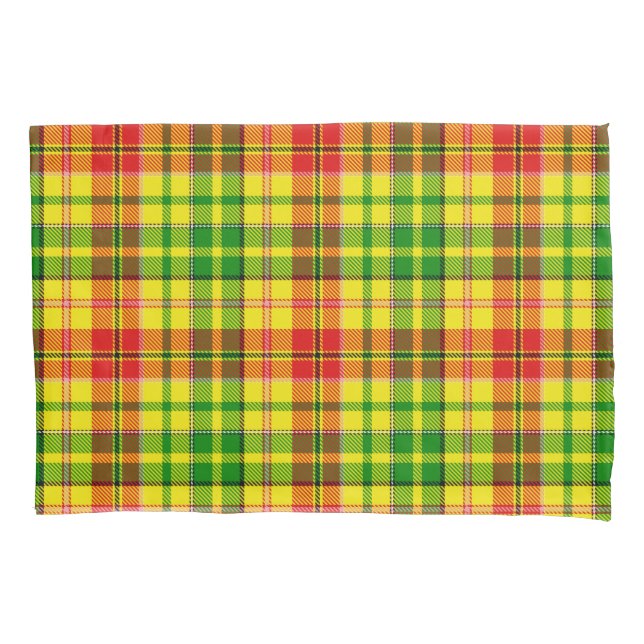 Yellow Red Green Plaid Tartan Design  Pillowcase (Front)