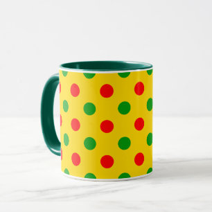 Yellow Red Green Polka Dots Design  Mug