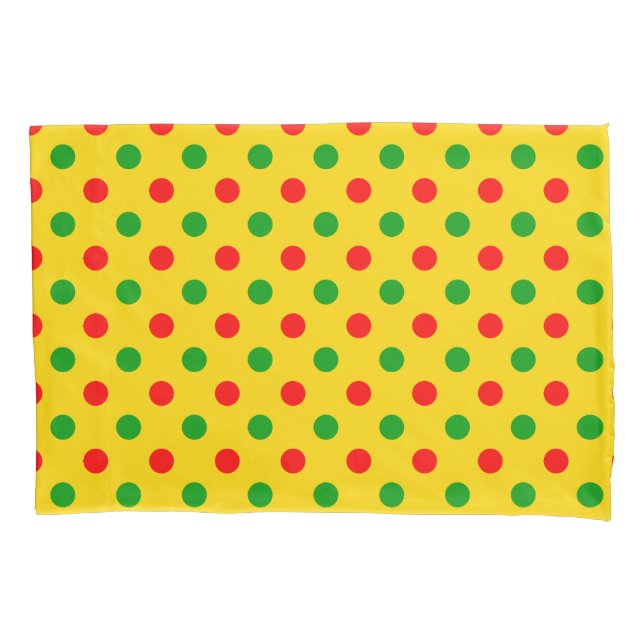 Yellow Red Green Polka Dots Design  Pillowcase (Front)
