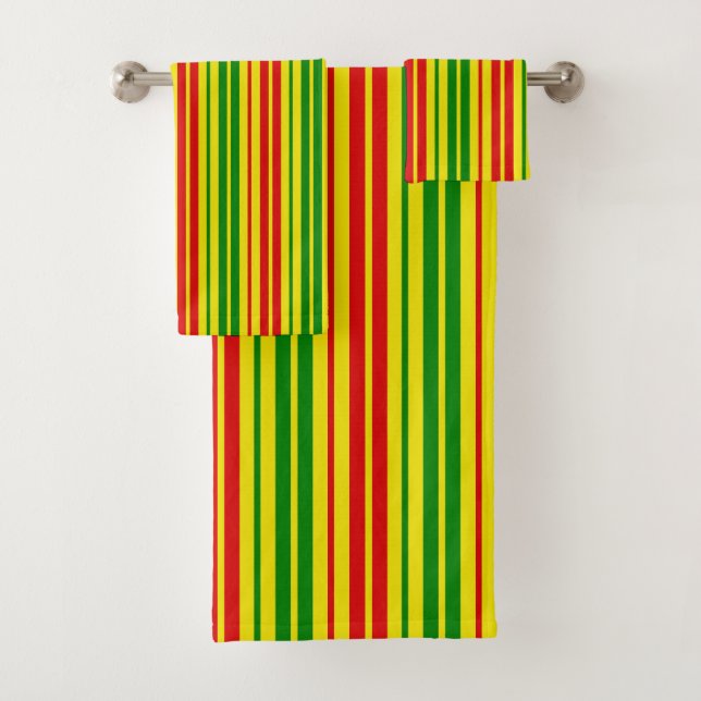 Yellow Red Green Stripes Pattern   Bath Towel Set (Insitu)