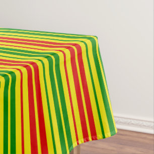 Yellow Red Green Stripes Pattern Tablecloth