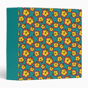 Yellow Red Hibiscus Tropical Flowers Pattern Binder