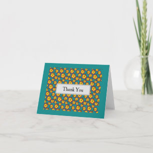 Yellow Red Hibiscus Tropical Flowers Personalize Thank You Card