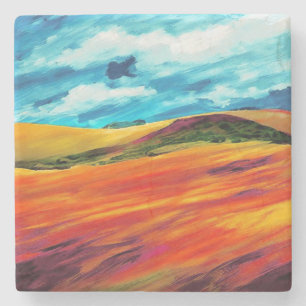 Yellow Red Hills Stone Coaster