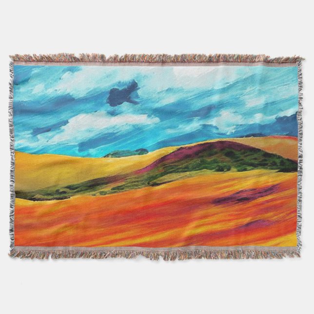 Yellow Red Hills Throw Blanket (Front)