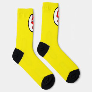 Yellow Red Lightning Bolt Superhero Halloween Socks