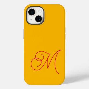 Yellow Red Monogrammed Classical Script Plain Case-Mate iPhone 14 Case