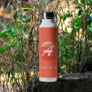Yellow red orange Monogram Initial A  Water Bottle