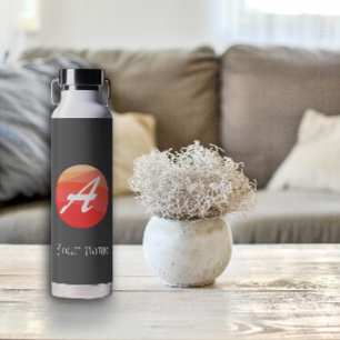 Yellow red orange Monogram Initial A Water Bottle