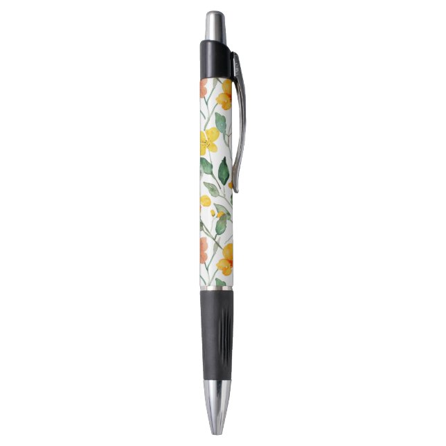 Yellow Red Peach Flowers Pen (Bottom (Vertical))