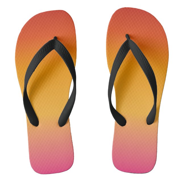 Yellow Red Pink Gradient Sunset Colourful  Flip Flops (Footbed)