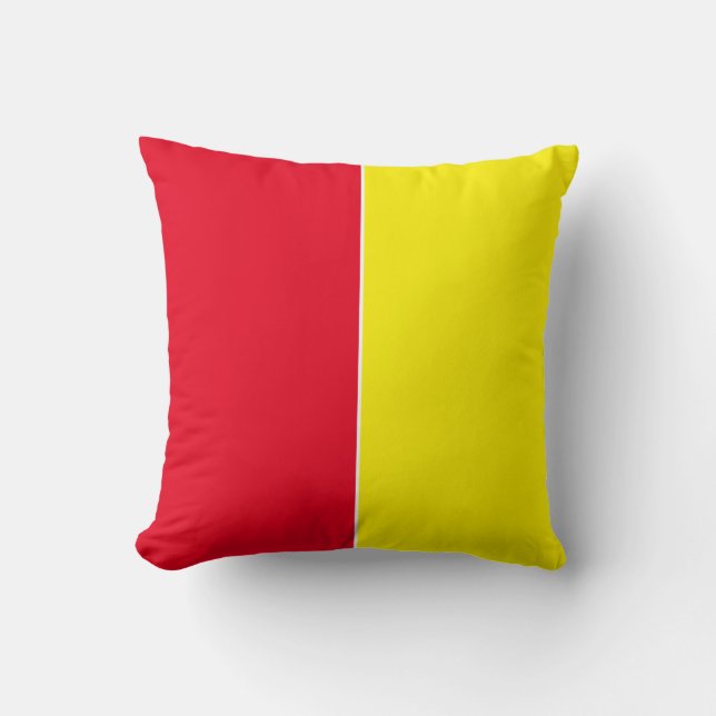 Yellow & Red Plain Simple Colours Throw Pillow (Front)