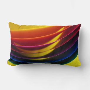 Yellow, red, purple, blue, and green layer paper lumbar pillow