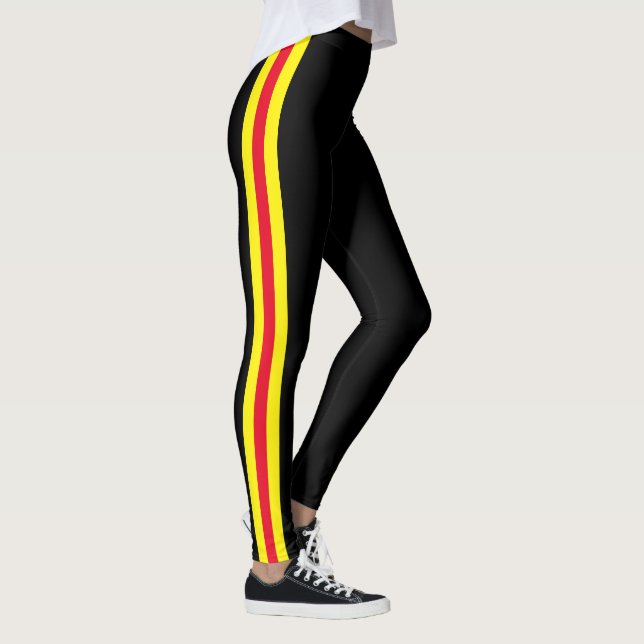 Yellow Red Side Stripe Black Leggings Choose Colou (Right)