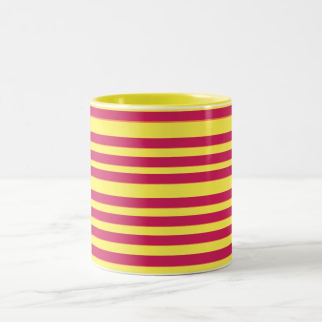 Yellow, Red Spring Mood Lines Two-Tone Mug (Center)