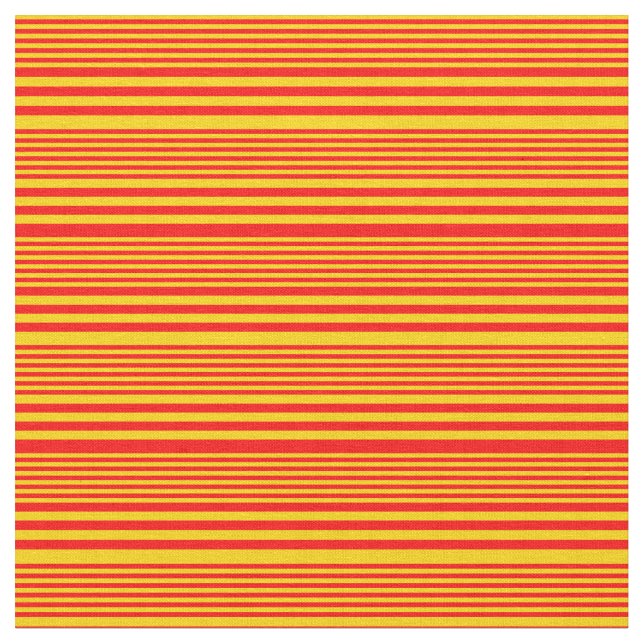 Yellow & Red Striped/Lined Pattern Fabric (Close Up)