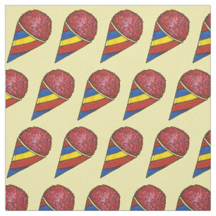 Yellow Red Striped Sno Snow Cones Summer Fabric