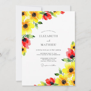 Yellow Red Sunkissed Summer Wedding Invitation
