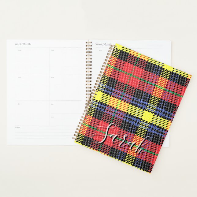 Yellow & Red Tartan Checkered Monogram Name (Devant avec enveloppe)