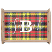 Yellow & Red Tartan Chequered Monogram Name