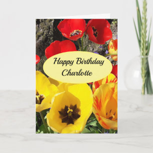 Yellow & Red Tulips Birthday Card