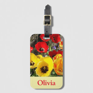Yellow & Red Tulips  Luggage Tag