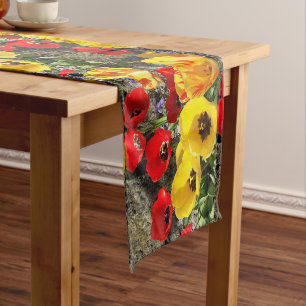 Yellow & Red Tulips  Short Table Runner