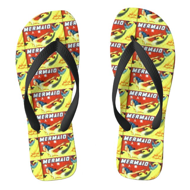 yellow red underwater mermaids logo flip flops (Footbed)