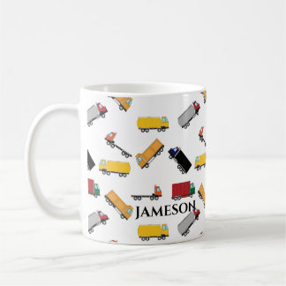 Yellow Red Watercolor Transportation Truck  Coffee Mug