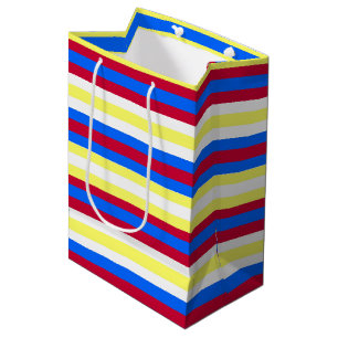 Yellow, Red, White and Blue Stripes Medium Gift Bag