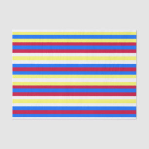 Yellow, Red, White and  Blue Stripes Tissue Paper