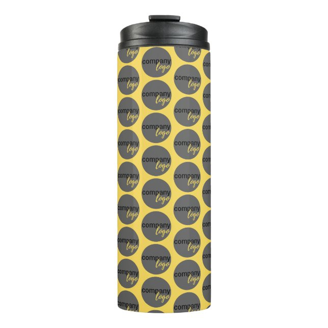 YELLOW REPEATING PATTERN BUSINESS COMPANY OWN LOGO THERMAL TUMBLER (Front)