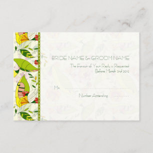 Yellow Retro Abstract Floral Collage-RSVP RSVP Card