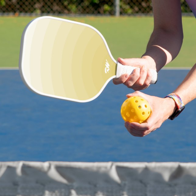 Yellow Retro coloured concentric circles Pickleball Paddle (Insitu)