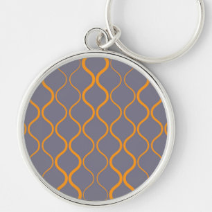Yellow, retro, cool trendy curvy wavy illustration keychain
