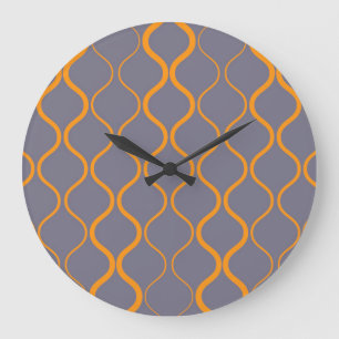 Yellow, retro, cool trendy curvy wavy illustration large clock