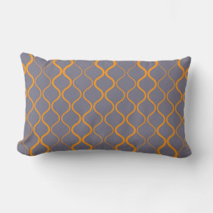 Yellow, retro, cool trendy curvy wavy illustration lumbar pillow