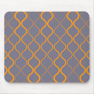 Yellow, retro, cool trendy curvy wavy illustration mouse pad
