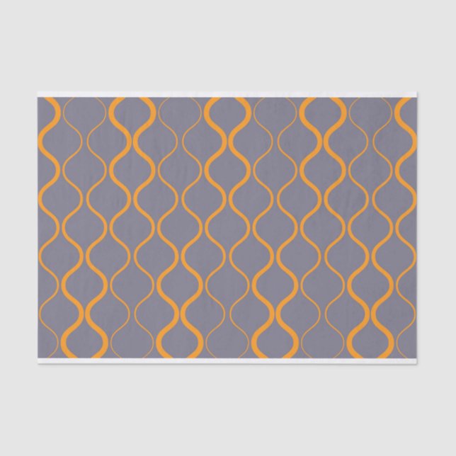 Yellow, retro, cool trendy curvy wavy illustration tissue paper (Front)
