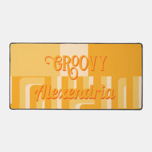 Yellow Retro Geometric Personalized Desk Mat
