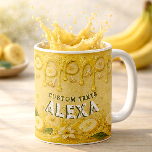 Yellow Retro Party Banana Fruit Theme Add Own Name Coffee Mug