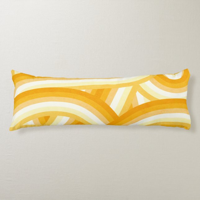 Yellow Retro Rainbow Stripes Pattern Body Pillow (Front)